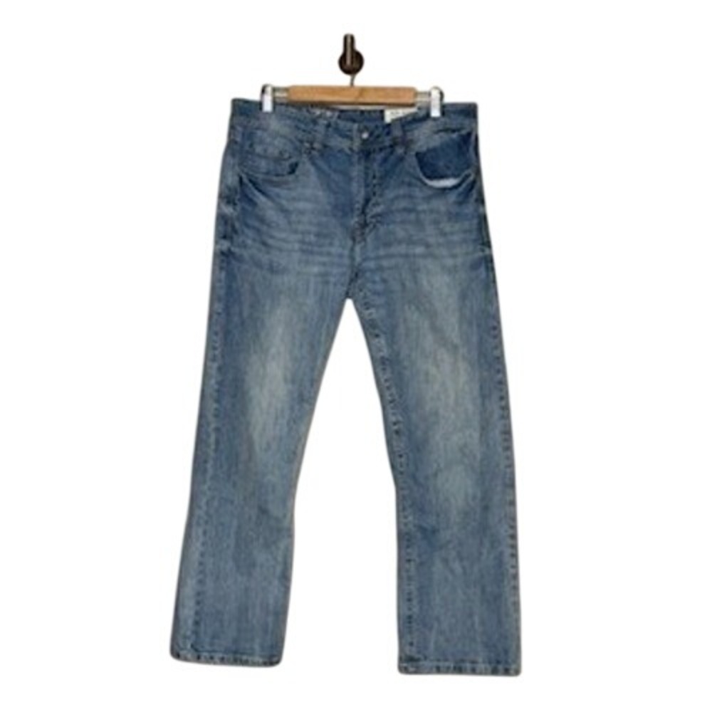 Axel Slim Bootcut Jeans Mens 36x30 Light‎ Wash Y2K Embroidered Denim